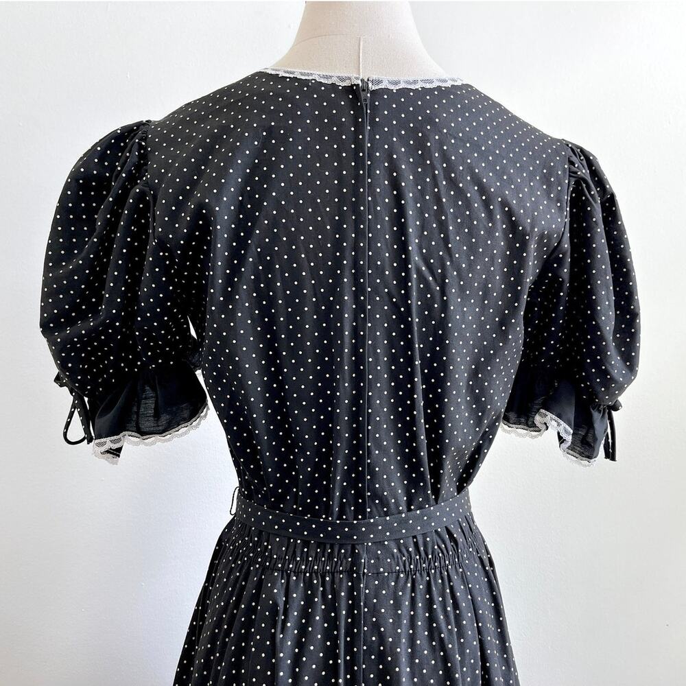 Vintage 50s Polka Dot Prairie Dress | Rockabilly Square Dance | Puff Sleeve | M - Picture 5 of 6